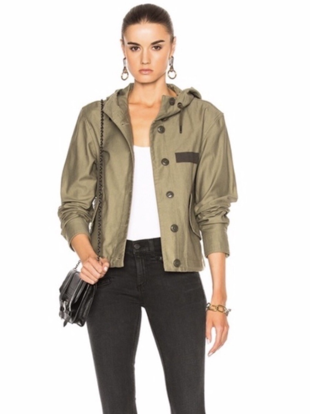 Rag and Bone Laurel Crop Cotton Parka Size XS in Khaki